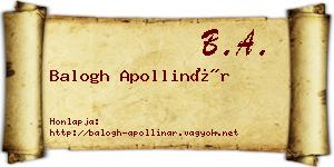 Balogh Apollinár névjegykártya